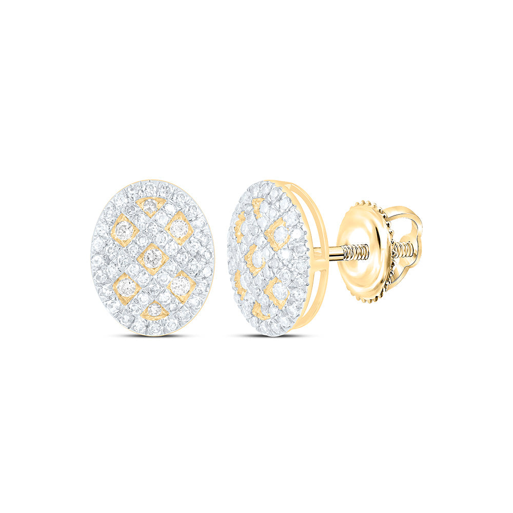 10K Yellow Gold 1/2 Cttw Natural Diamond Nk Fashion Round Earring, L: 10.2 Mm x W: 10.2 Mm