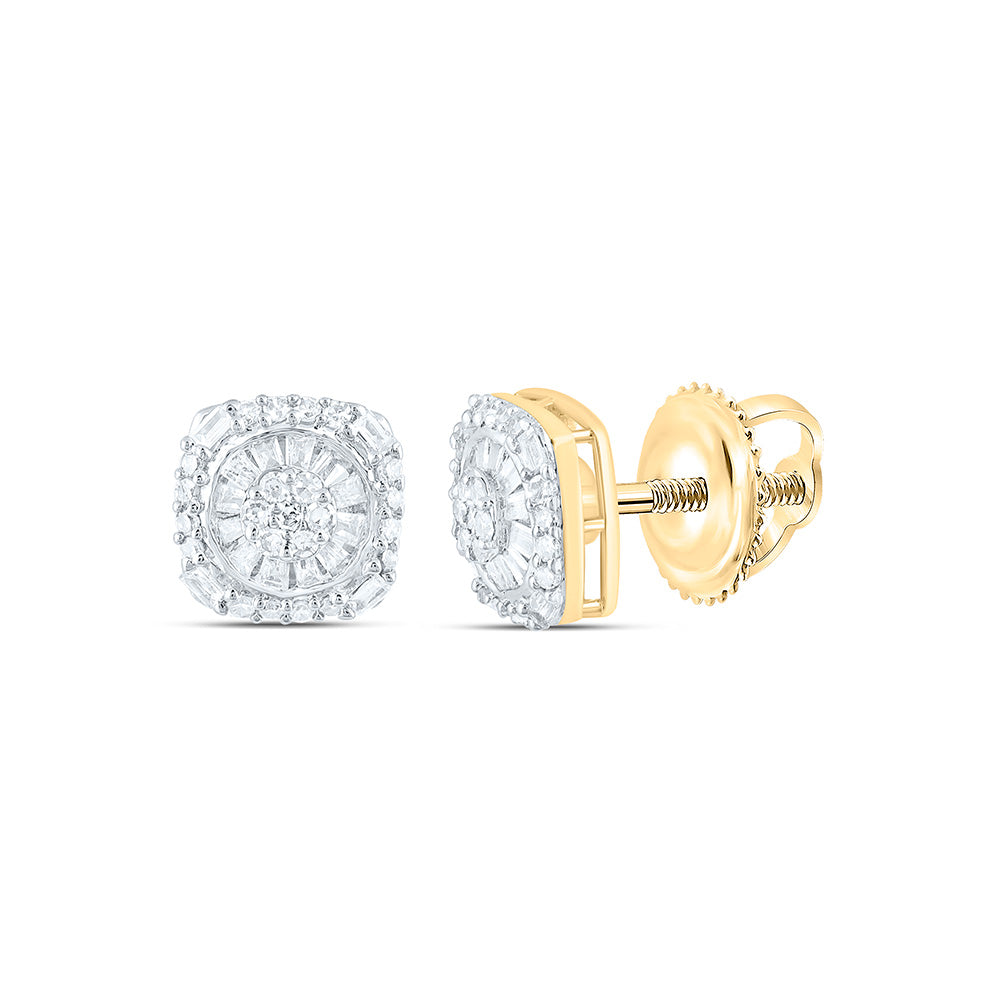 10K Yellow Gold 1/4Ctw Natural Diamond Fashion Cushion Earring