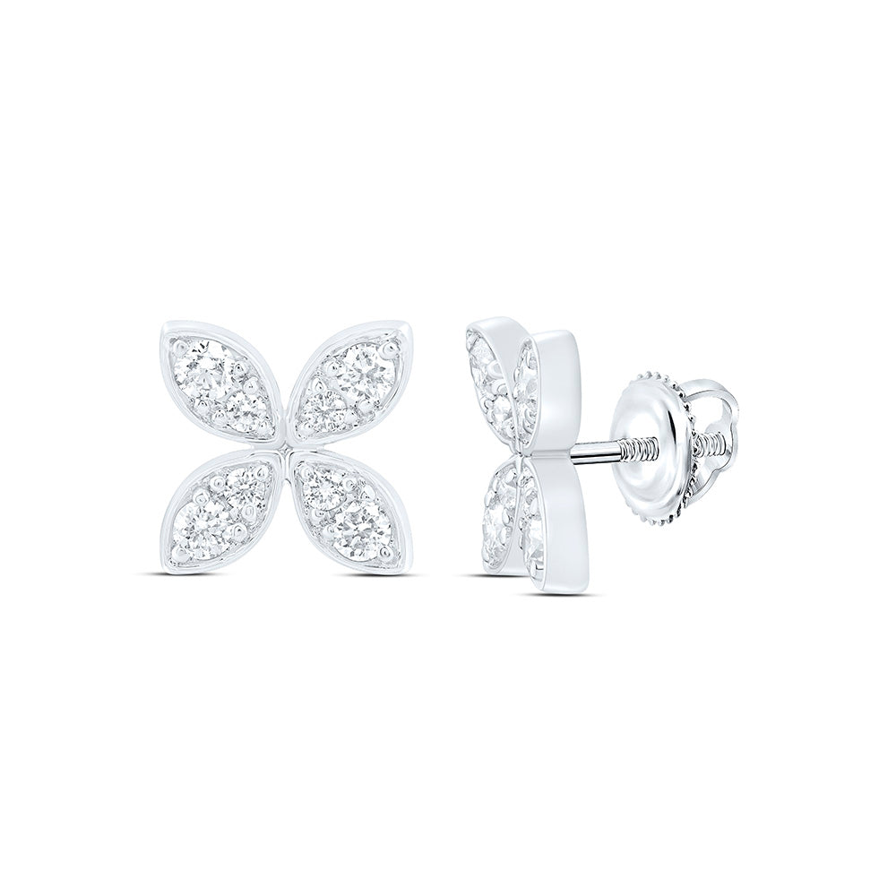 14K Yellow Or White Gold 3/8 Cttw Natural Diamond Ana M Fashion Flower Earring