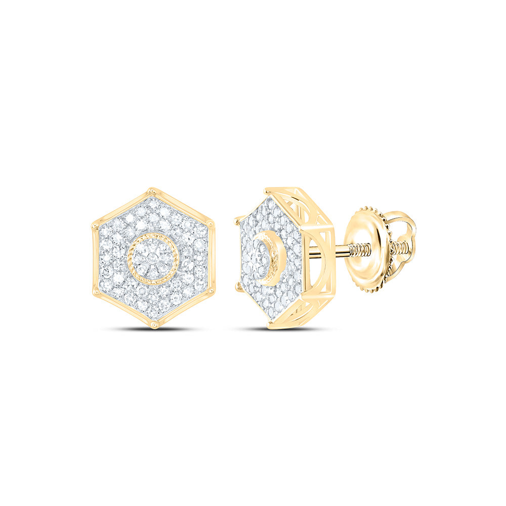 10K Yellow Gold 3/8 Cttw Natural Diamond Nk Fashion Hexagon Earring
