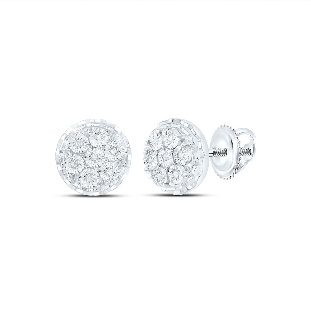 Sterling Silver 1/20Ctw Natural Diamond P1 Gift Fanuk Round Earring