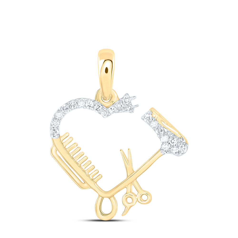10K Yellow Gold 1/12 Cttw Natural Diamond Nk Gift Heart Pendant