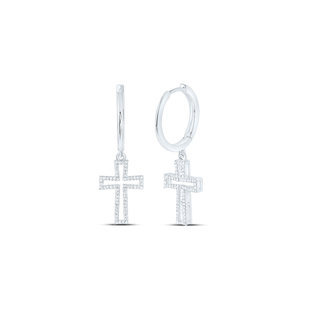 10K Yellow Or White Gold 3/8 Cttw Natural Diamond Nk Cross Dangling Earring