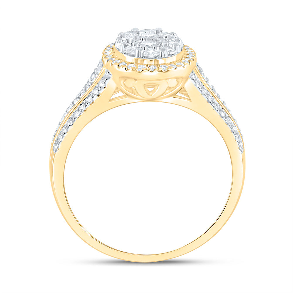 10K Yellow Or White Gold 3/4 Cttw Natural Diamond Nk Fashion Oval Bridal Anniversary Wedding Engagement Band Ring