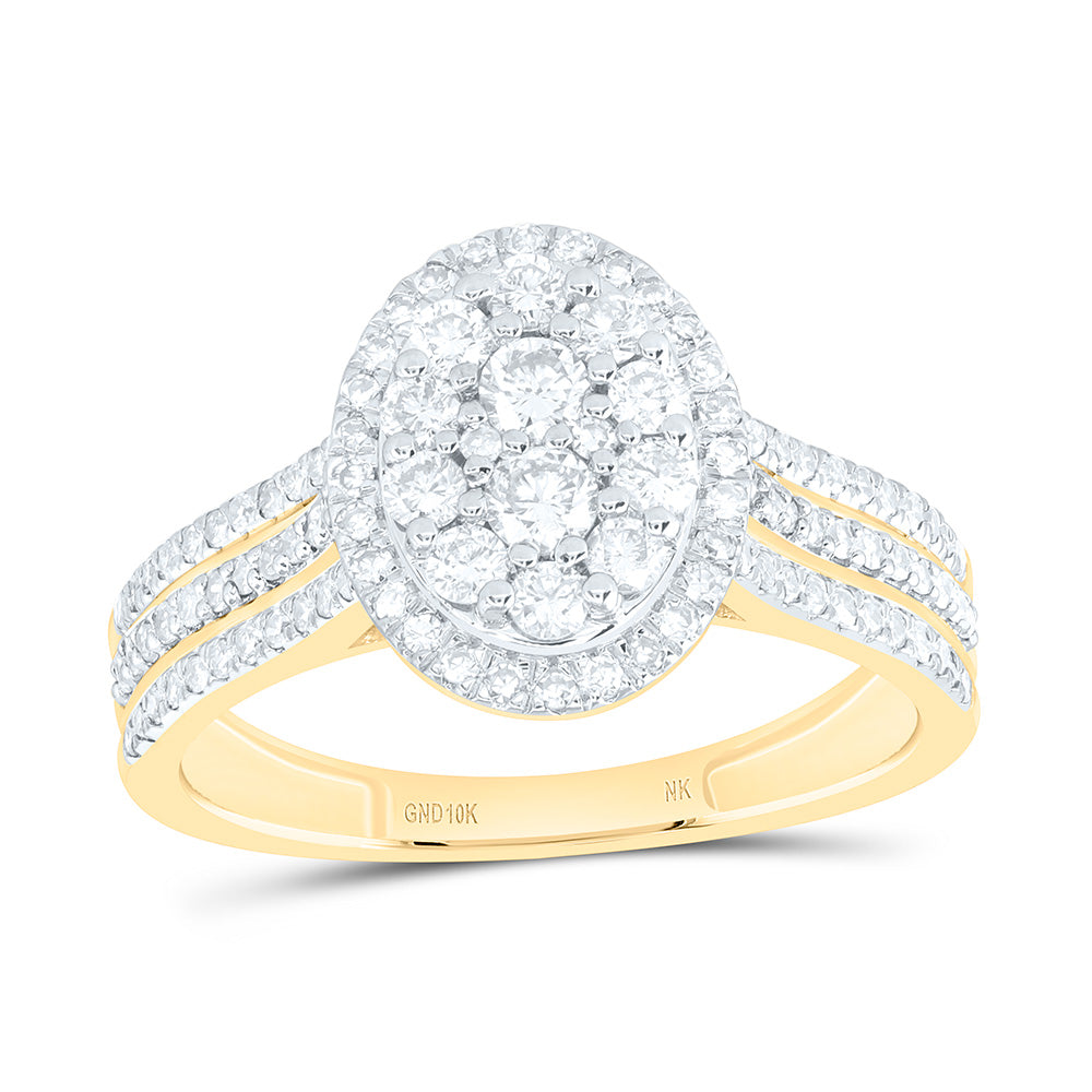 10K Yellow Or White Gold 3/4 Cttw Natural Diamond Nk Fashion Oval Bridal Anniversary Wedding Engagement Band Ring