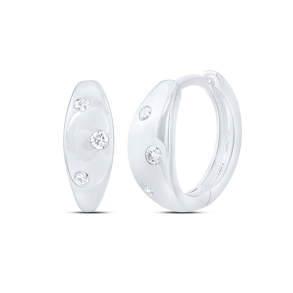 14K Yellow Or White Gold 1/10 Cttw Natural Diamond Ana M Fashion Hoop Earring