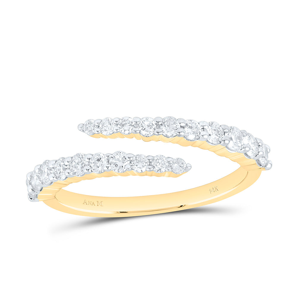 14K Yellow Or White Gold 5/8 Cttw Natural Diamond Ana M Fashion Bridal Anniversary Wedding Engagement Band Ring
