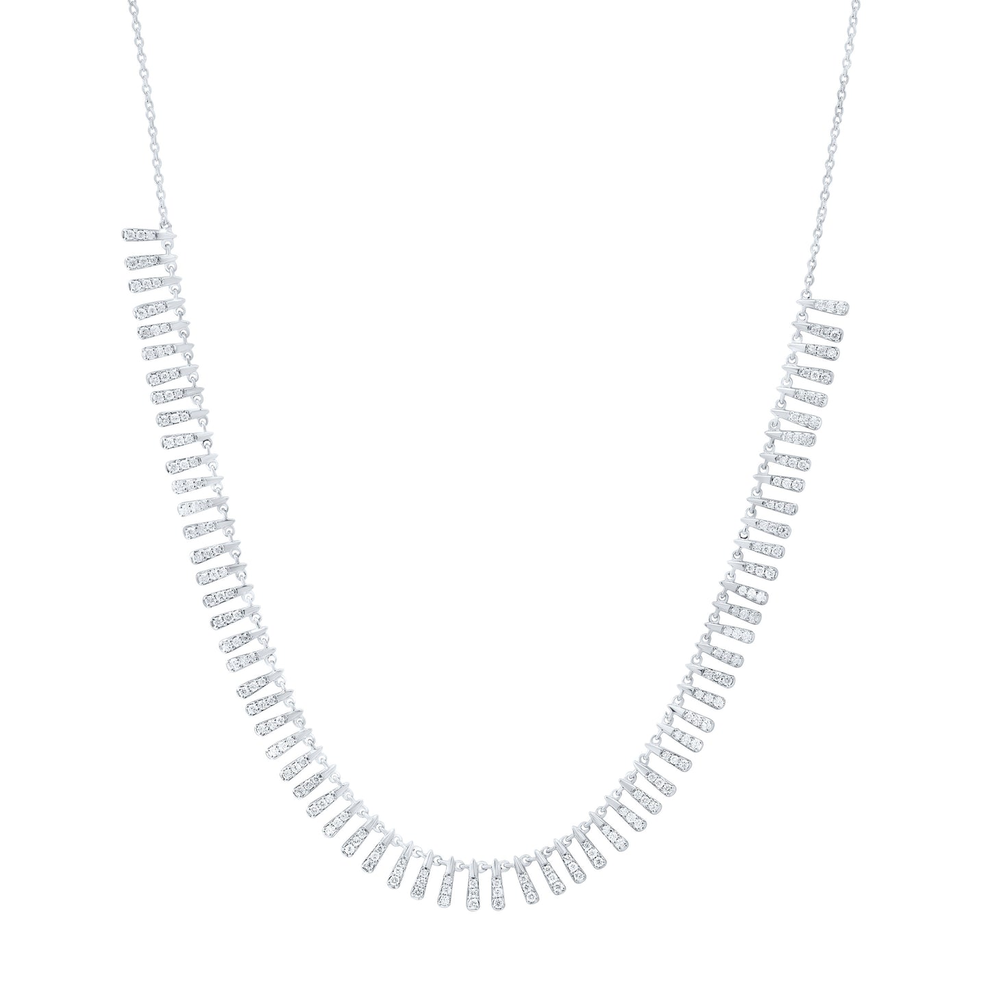 14K White Gold 1Ctw Natural Diamond Cn Fashion Necklace (18 Inch)