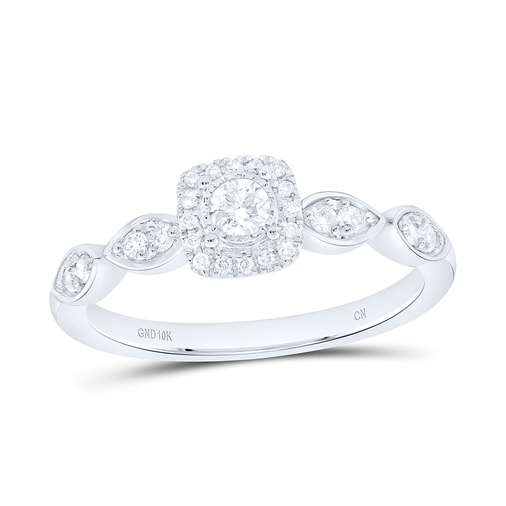 10K Yellow Or White Gold 1/4 Cttw Natural Diamond Cn Fashion Cushion Promise Bridal Anniversary Wedding Engagement Band Ring