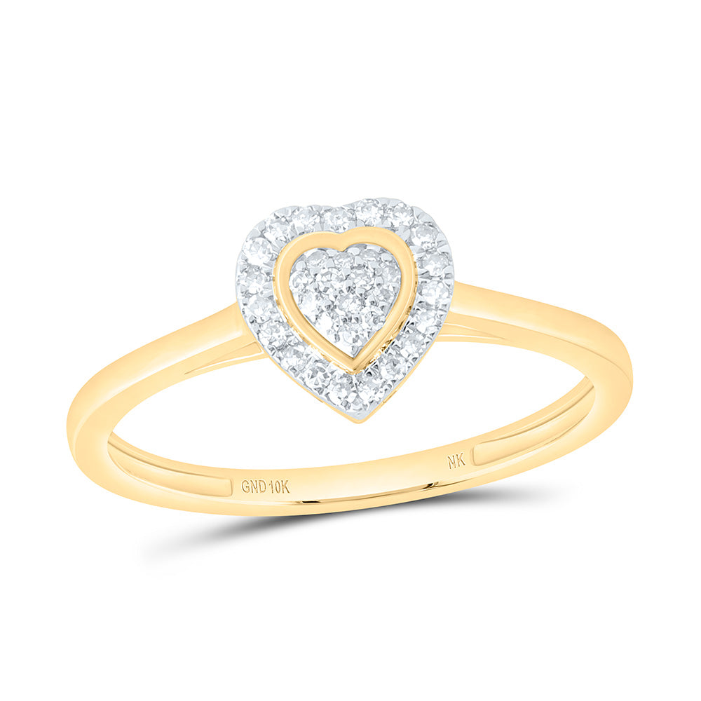 10K Yellow Or White Gold 1/8 Cttw Natural Diamond Nk Fashion Heart Bridal Anniversary Wedding Engagement Band Ring