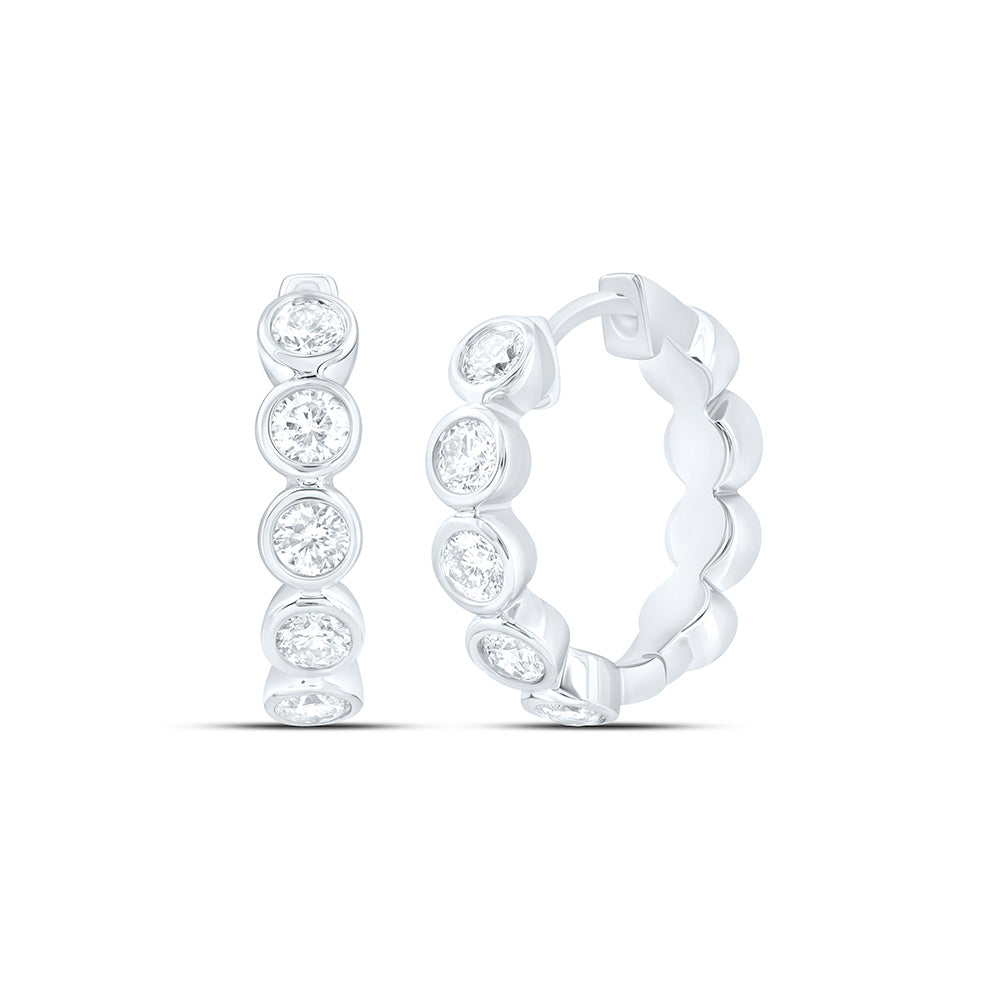 10K White Gold 5/8 Cttw Natural Diamond Cn Fashion Hoop Earring