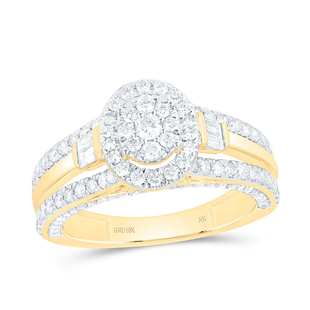 10K Yellow Or White Gold 1 1/3 Cttw Natural Diamond Nk Fashion Oval Bridal Anniversary Wedding Engagement Band Ring