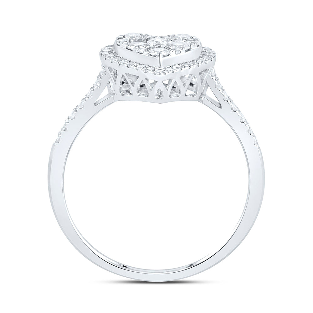 10K Yellow Or White Gold 1/2 Cttw Natural Diamond Nk Fashion Heart Bridal Anniversary Wedding Engagement Band Ring