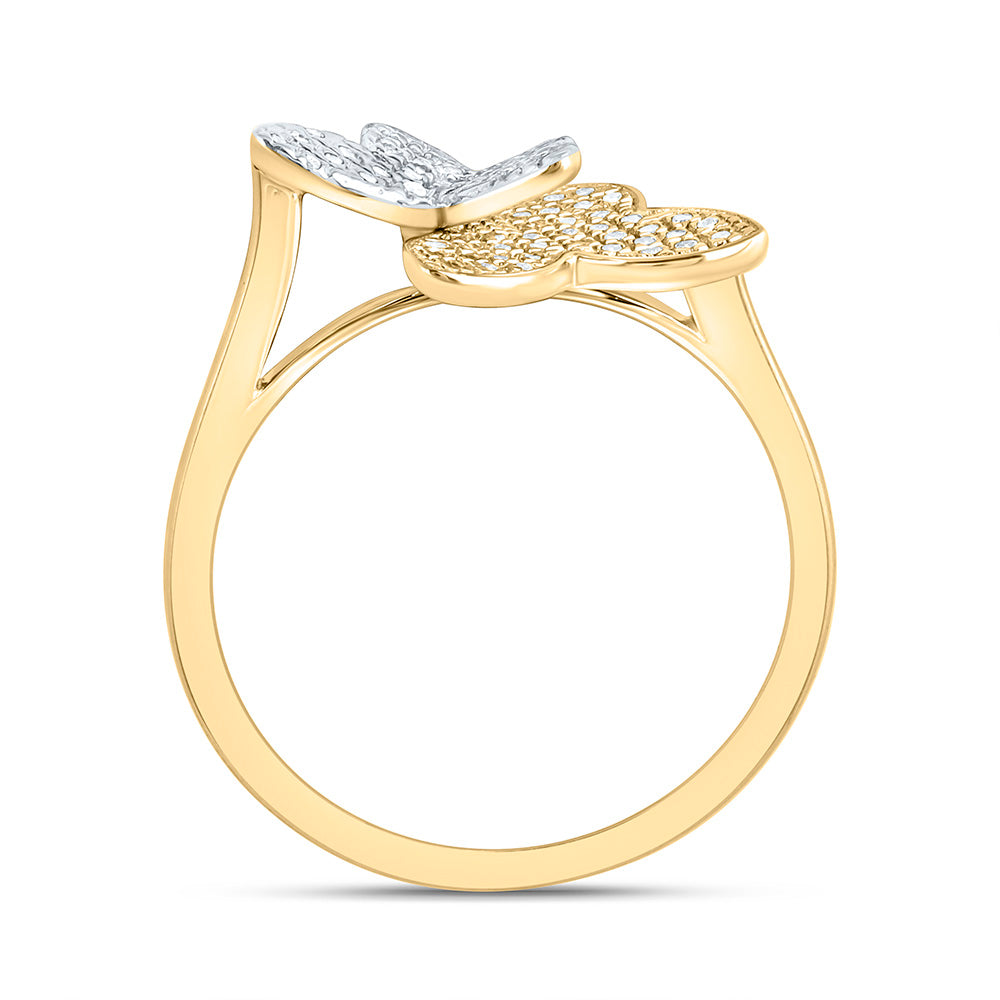 10K Yellow Gold 1/6 Cttw Natural Diamond Nk Fashion Butterfly Bridal Anniversary Wedding Engagement Band Ring