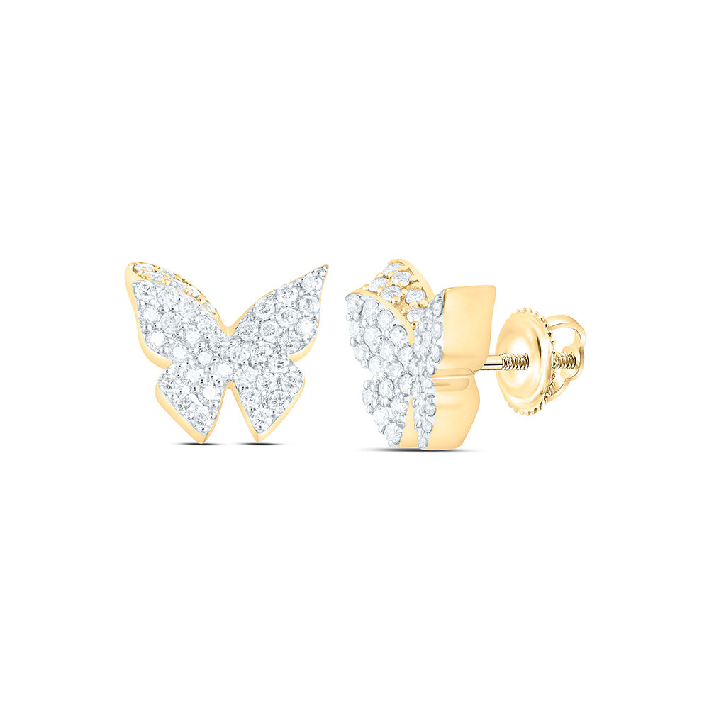 10K Yellow Gold 3/4 Cttw Natural Diamond Nk Fashion Butterfly Earring