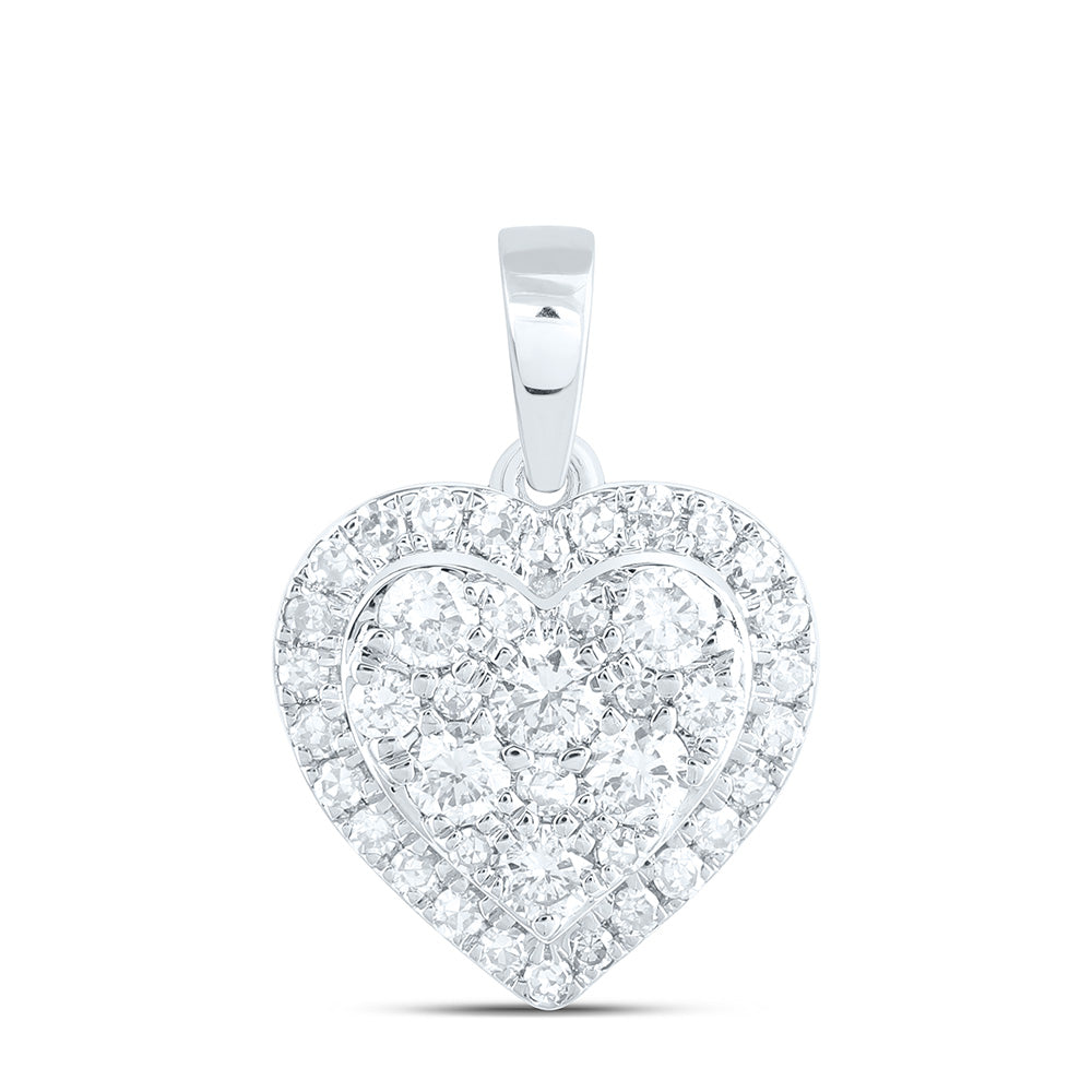 10K Yellow Or White Gold 1/3 Cttw Natural Diamond Nk Fashion Heart Pendant