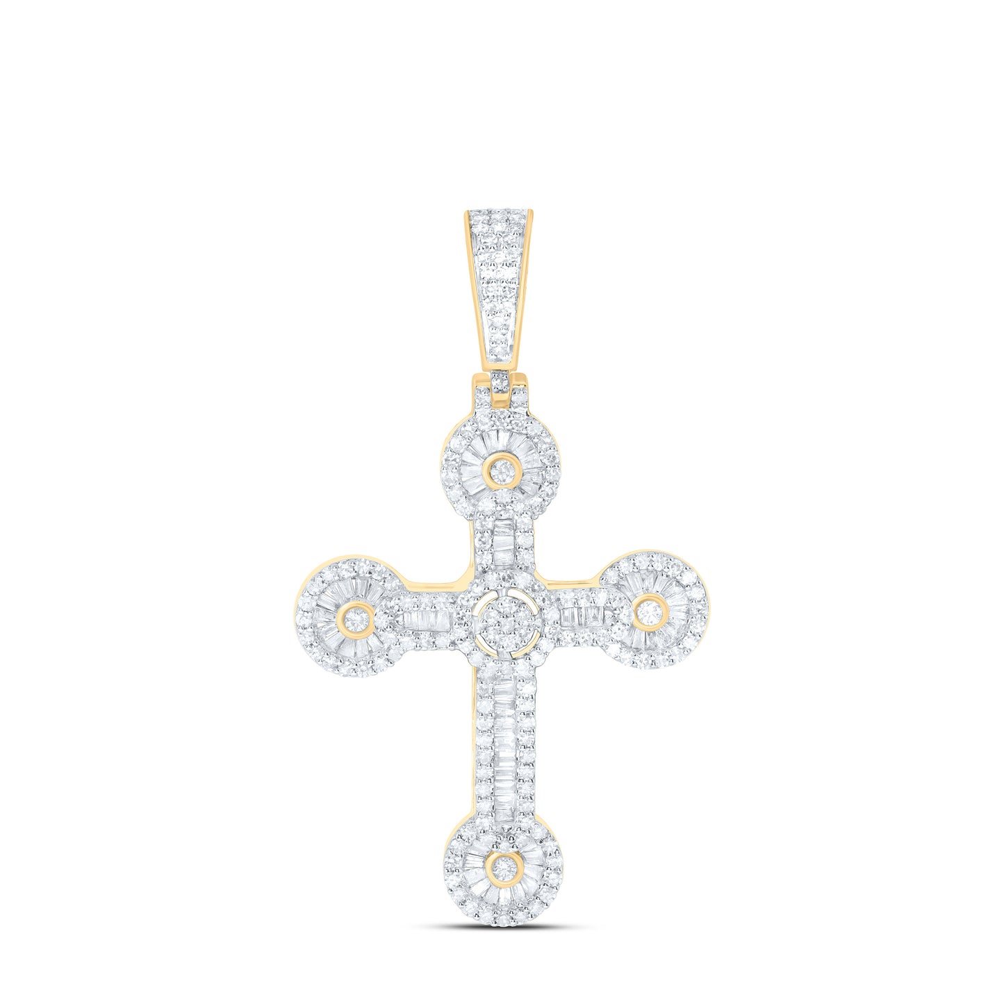 10K Yellow Gold 1 Cttw Natural Diamond Nk Fashion Cross Pendant