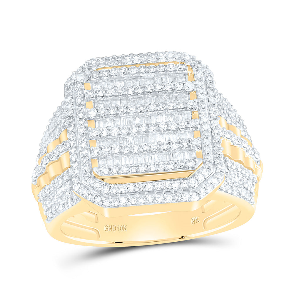 10K Yellow Gold 1 3/8 Cttw Natural Diamond Nk Mens Bridal Anniversary Wedding Engagement Band Ring