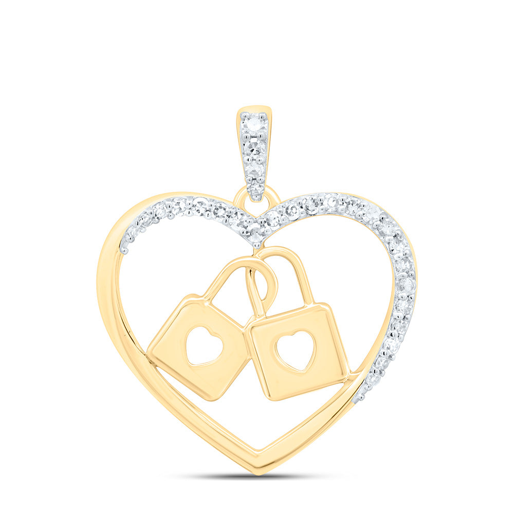 10K Yellow Or White Gold 1/8 Cttw Natural Diamond Nk Fashion Heart Pendant