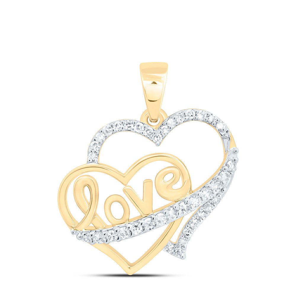 10K Yellow Or White Gold 1/8 Cttw Natural Diamond Nk Fashion Love Heart Pendant