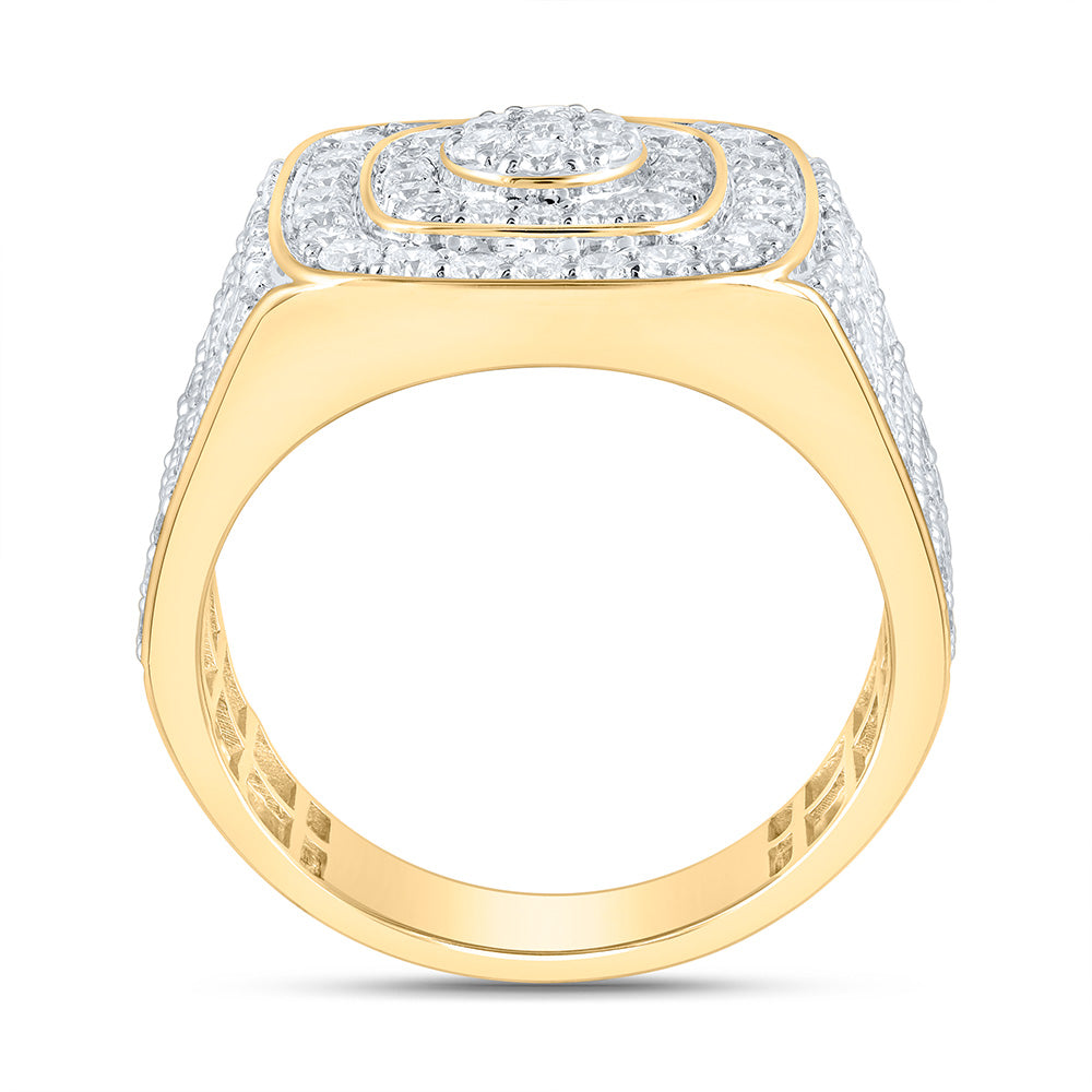 10K Yellow Gold 2 1/3 Cttw Natural Diamond Nk Cushion Mens Bridal Anniversary Wedding Engagement Band Ring