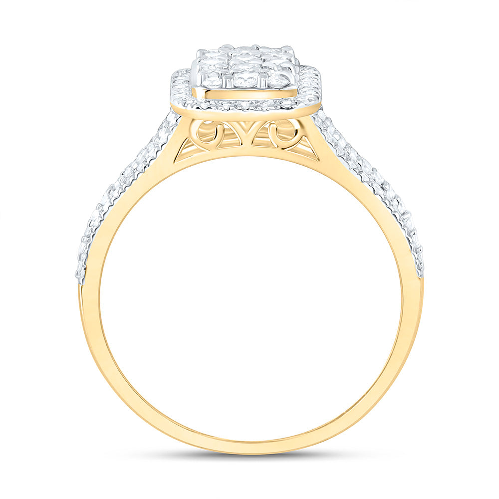 10K Yellow Or White Gold 5/8 Cttw Natural Diamond Nk Fashion Emerald Bridal Anniversary Wedding Engagement Band Ring