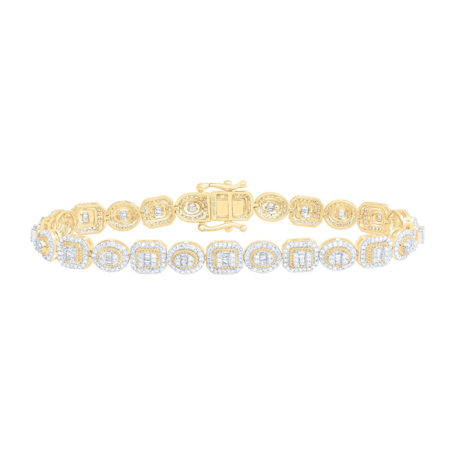 10K Yellow Or White Gold 2 1/3 Cttw Natural Diamond Nk Fashion Emerald And Oval Bracelet (7 Inch)