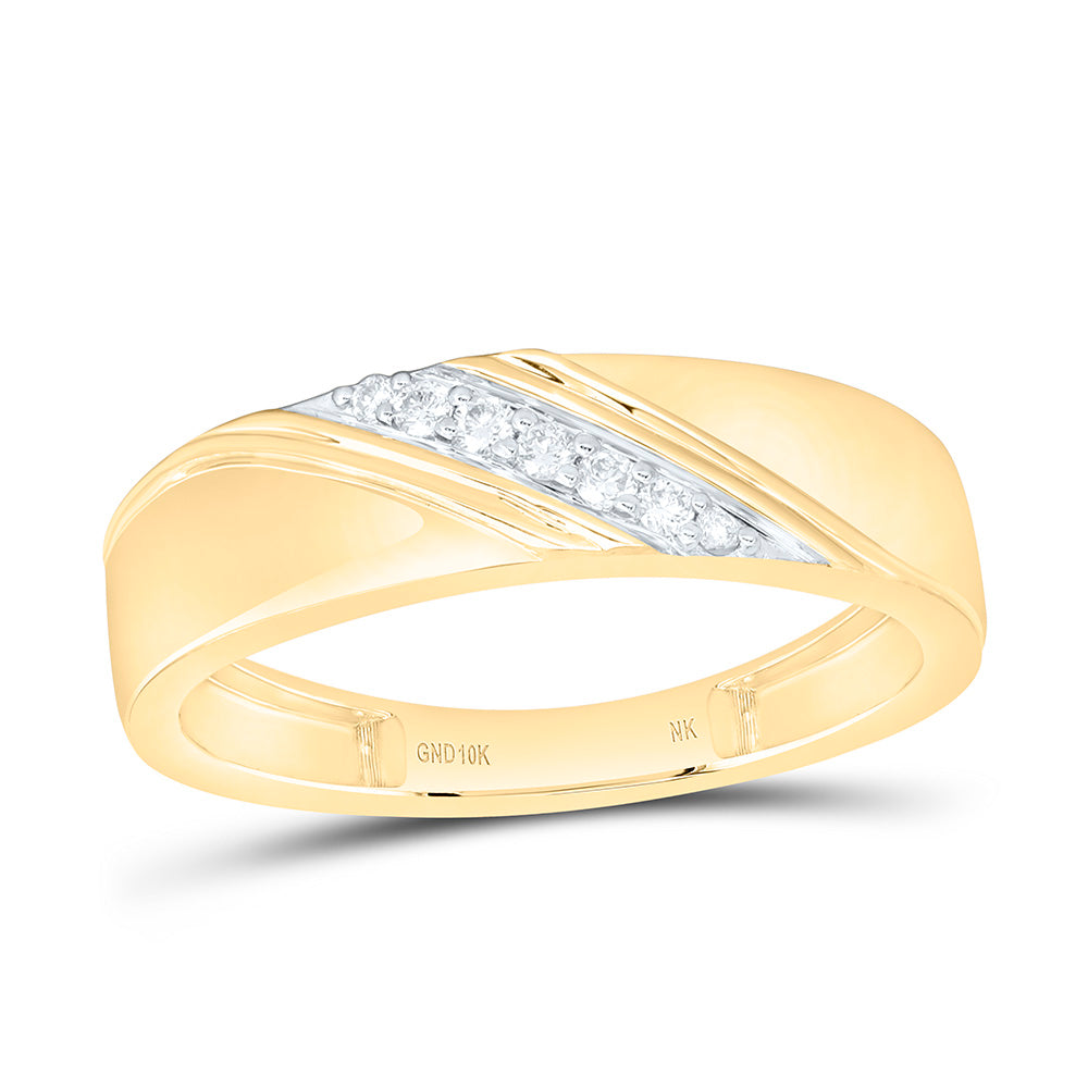 10K Yellow Or White Gold 1/10 Cttw Natural Diamond Nk Mens Bridal Anniversary Wedding Engagement Band Ring