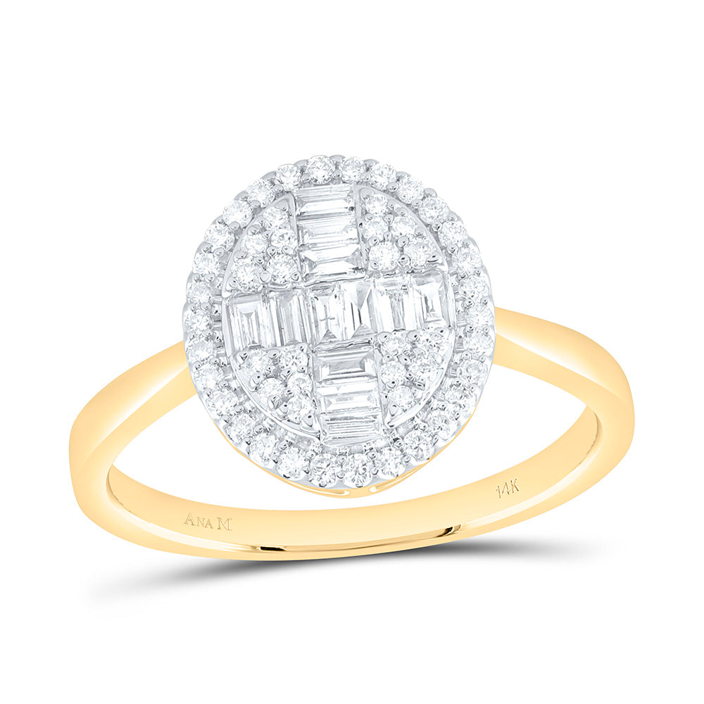 14K Yellow Or White Gold 3/8 Cttw Natural Diamond Ana M Fashion Oval Bridal Anniversary Wedding Engagement Band Ring