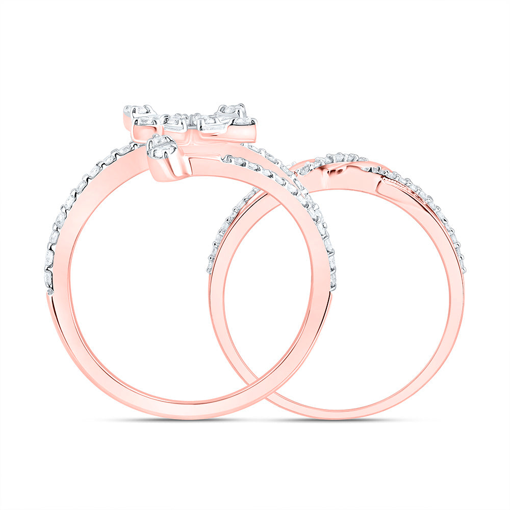 14K Yellow Or Rose Gold 5/8 Cttw Natural Diamond Ana M Fashion Bridal Anniversary Wedding Engagement Band Ring