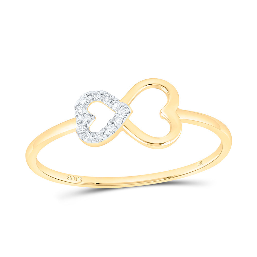 10K Yellow Or White Gold 1/20 Cttw Natural Diamond Cn Gift Heart Bridal Anniversary Wedding Engagement Band Ring