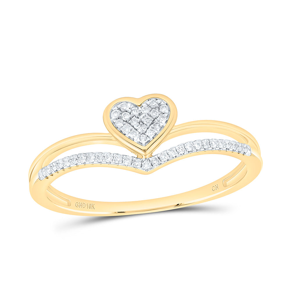 10K Yellow Or White Gold 1/12 Cttw Natural Diamond Cn Gift Heart Bridal Anniversary Wedding Engagement Band Ring