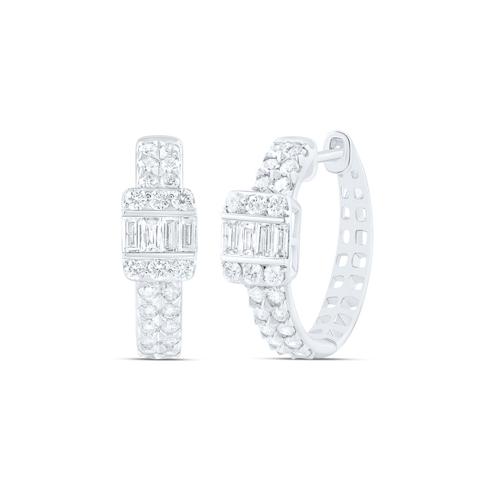 14K White Gold 3/4Ctw Natural Diamond Ana M Fashion Hoop Earring