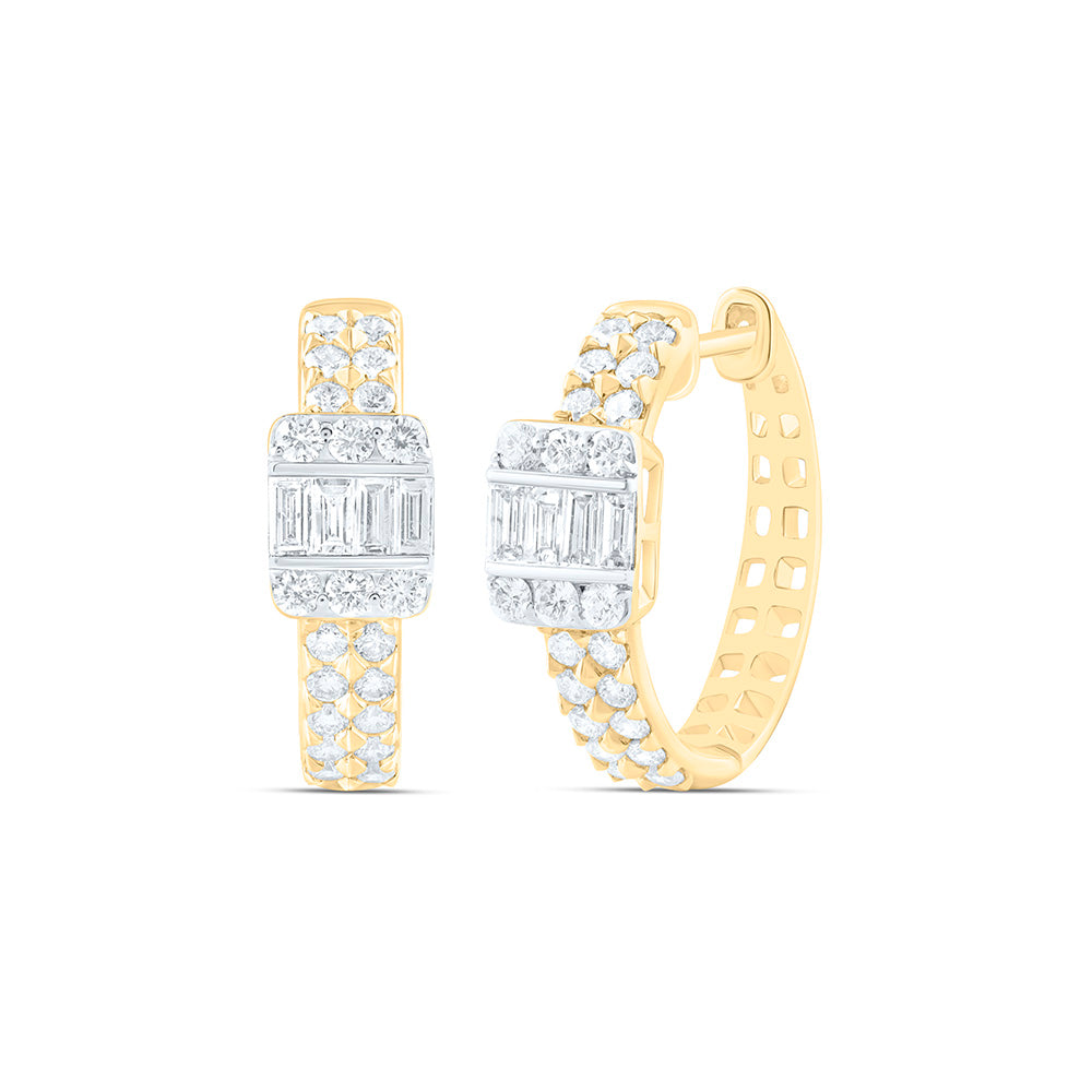 14K Yellow Gold 3/4 Cttw Natural Diamond Ana M Fashion Hoop Earring