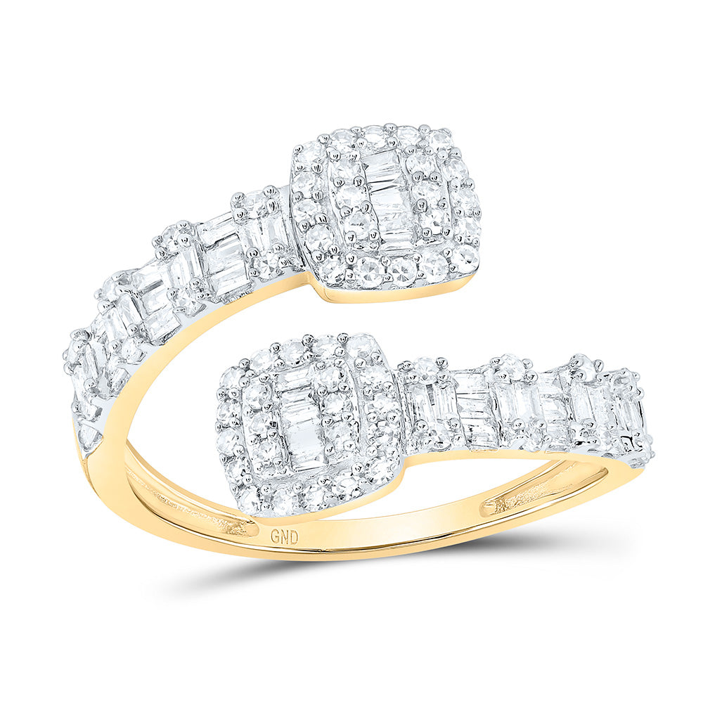 10K Yellow Gold 5/8Cttw Diamond Cushion Shape Cuff Ring