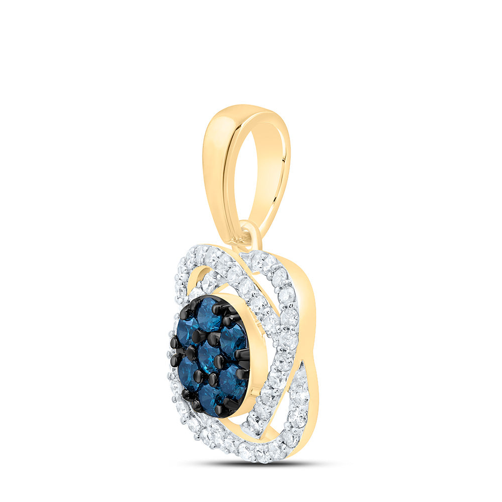 10K Yellow Or White Or Rose Gold 1/2 Cttw Natural Diamond Flower Pendant