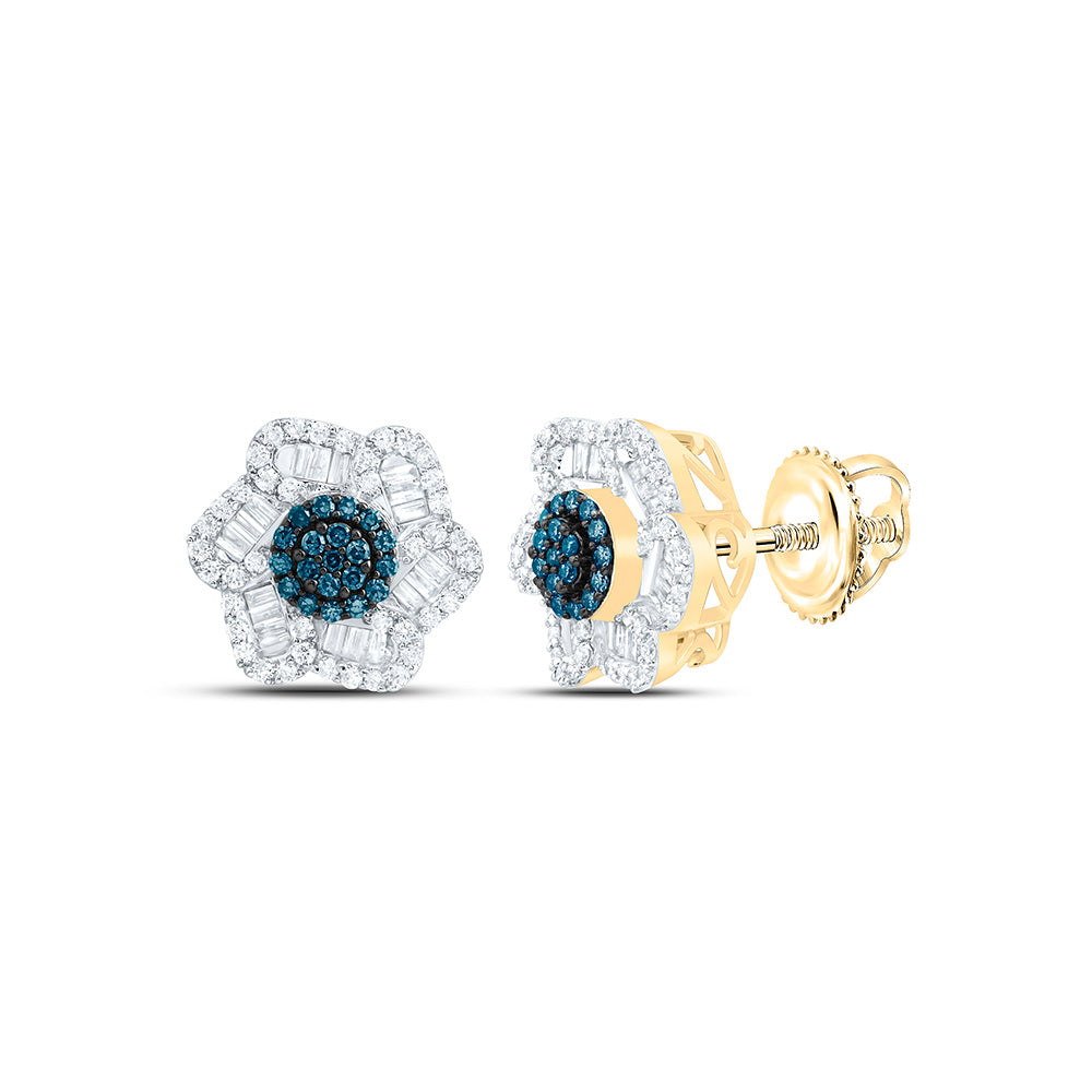 10K Yellow Or White Or Rose Gold 5/8 Cttw Natural Diamond Cn Natural Flower Earring