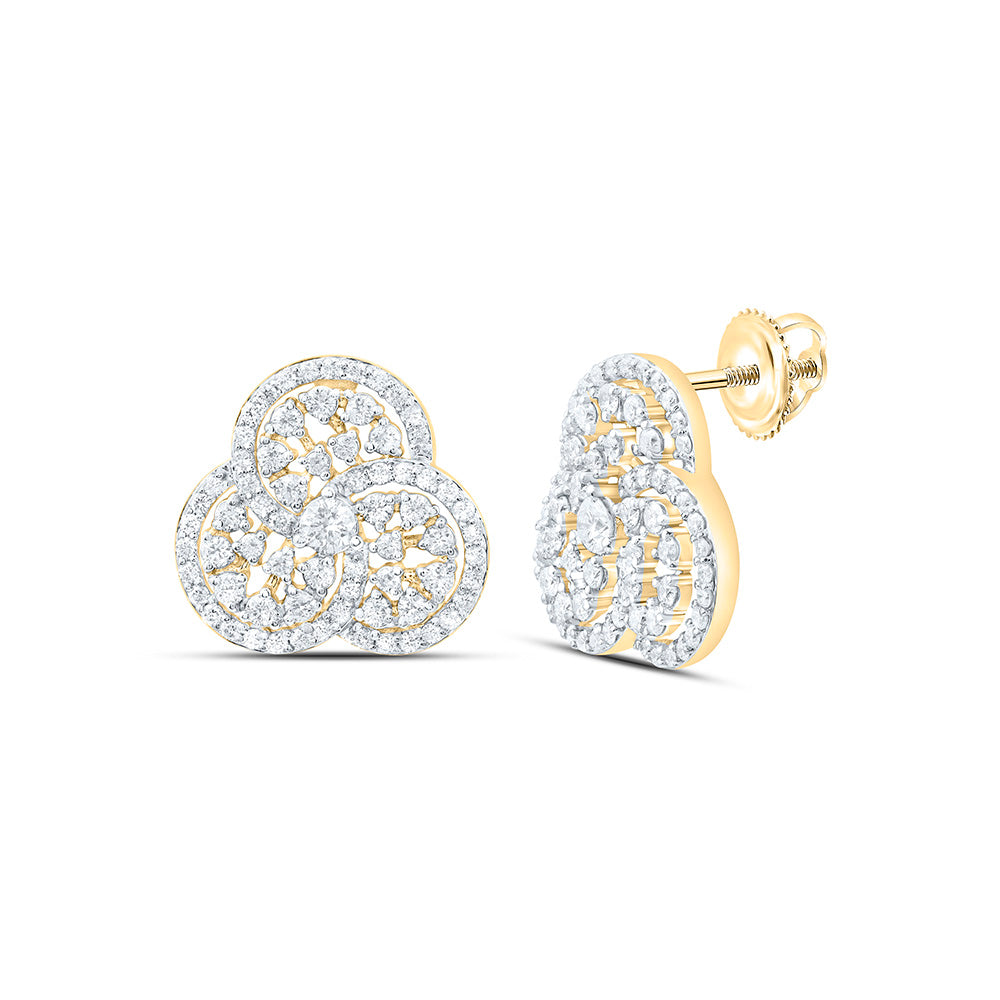 10K Yellow Or White Or Rose Gold 7/8 Cttw Natural Diamond Cn Fashion Trinity Earring