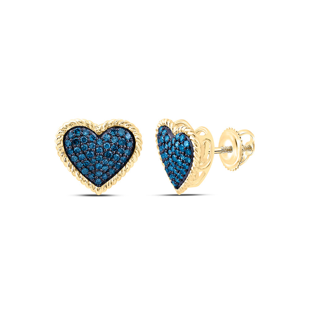 10K Yellow Or White Or Rose Gold 3/8 Cttw Natural Diamond Fashion Cognac Natural Heart Earring