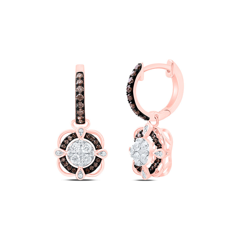 10K Yellow Or Rose Gold 5/8 Cttw Natural Diamond Cn Fashion Cognac Natural Round Dangling Earring