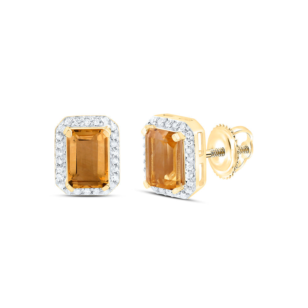 14K Yellow Or White Gold 1/10Cttw Diamond Gemstone Earring