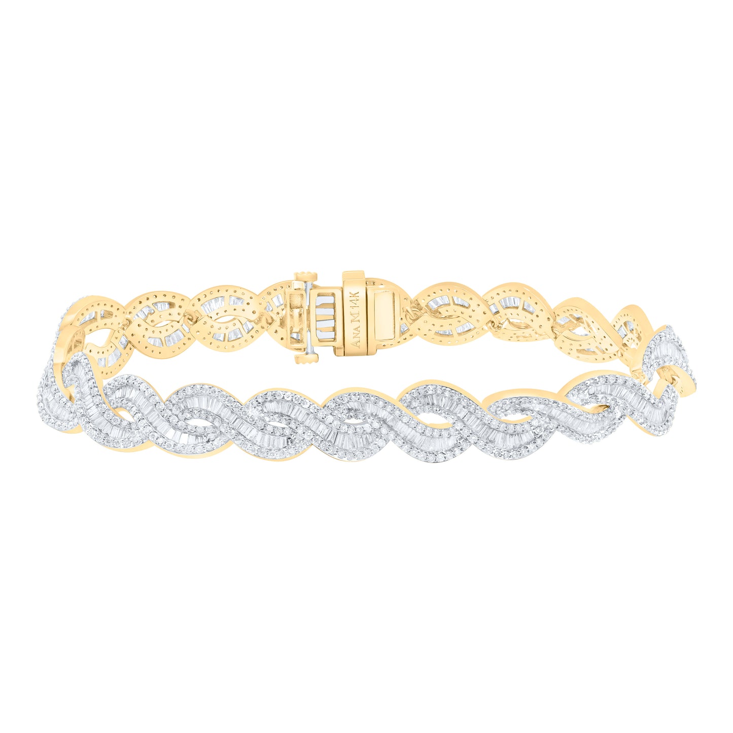 14K Yellow Gold 7 1/2 Cttw Natural Diamond Ana M Mens Bracelet (8 Inch)