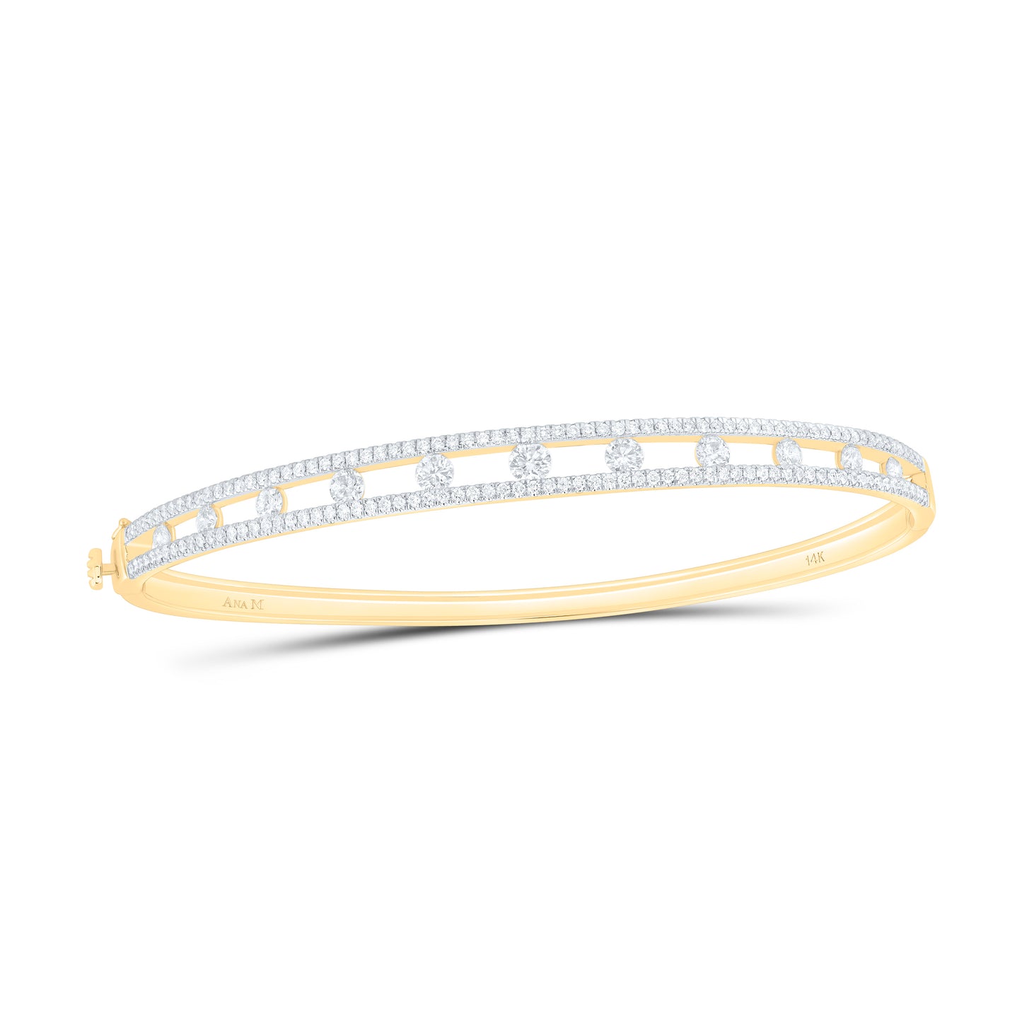 14K White Gold 1 5/8 Cttw Natural Diamond Ana M Fashion Bangle (65Mm X 55Mm)