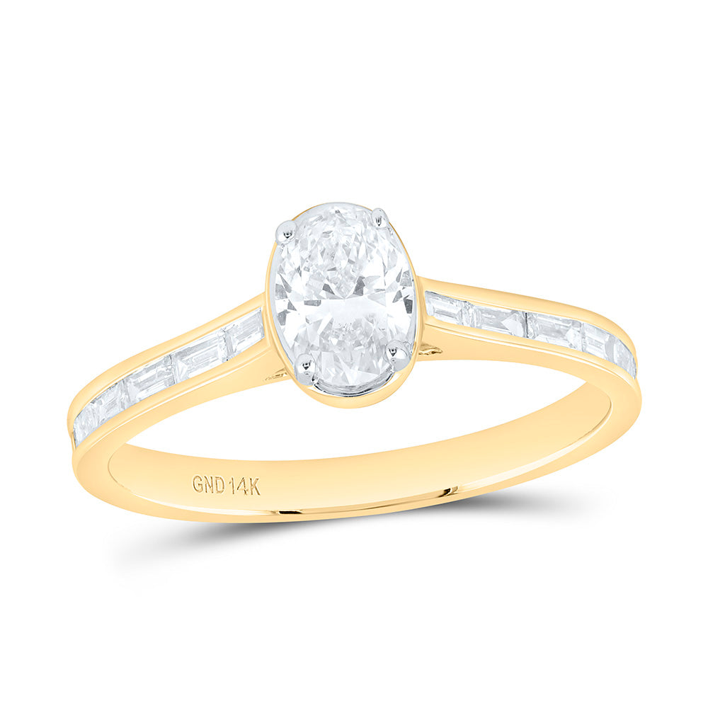 14K Yellow Gold 7/8Ctw Natural Diamond IJ-SI Fashion Oval Ring