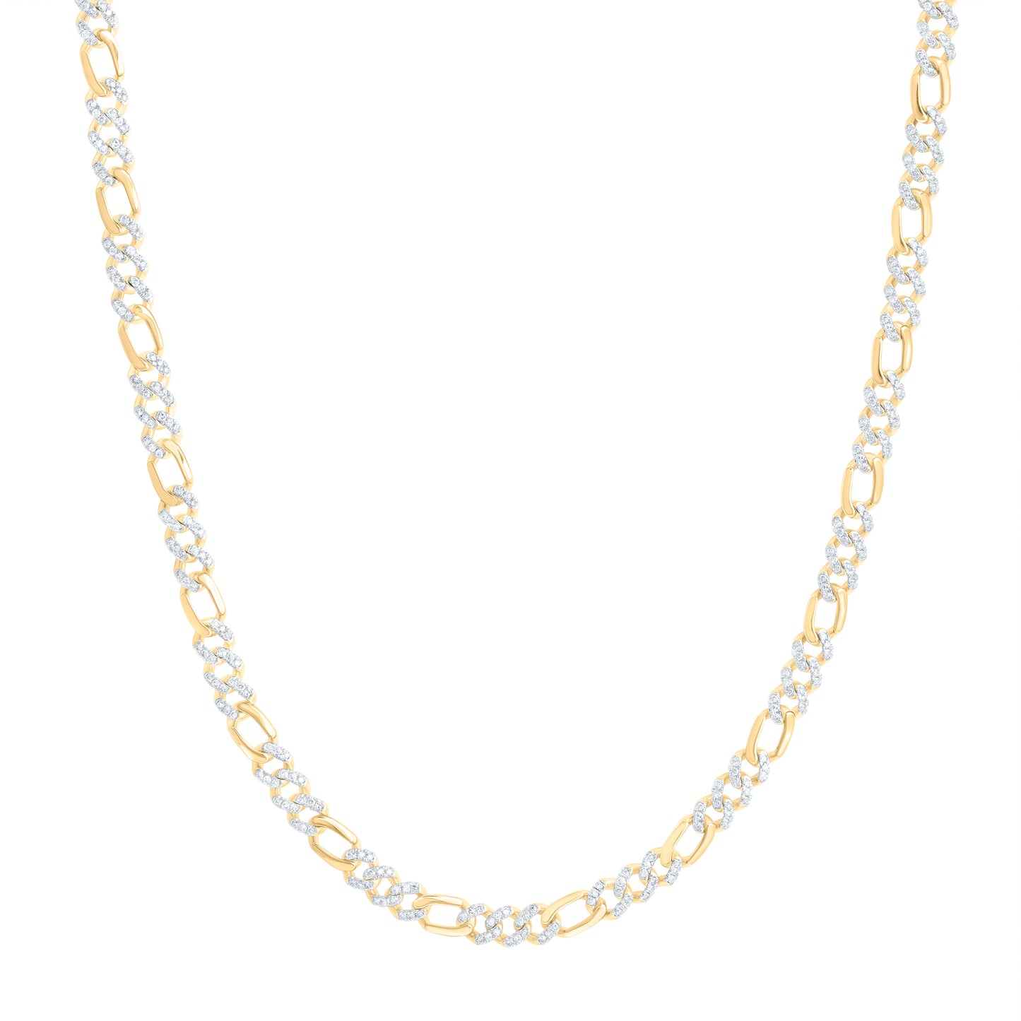 10K Yellow Gold 2 1/3Ctw Natural Diamond Cuban Link Mens Chain (20 Inch)