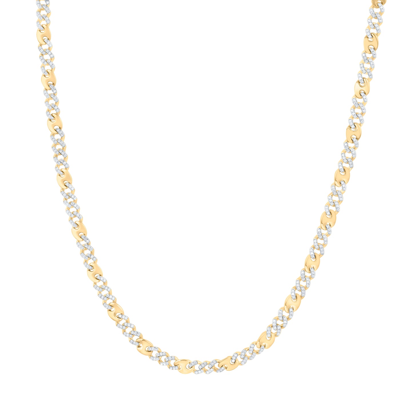 10K Yellow Gold 2 3/8Ctw Natural Diamond Cuban Link Mens Chain (20 Inch)