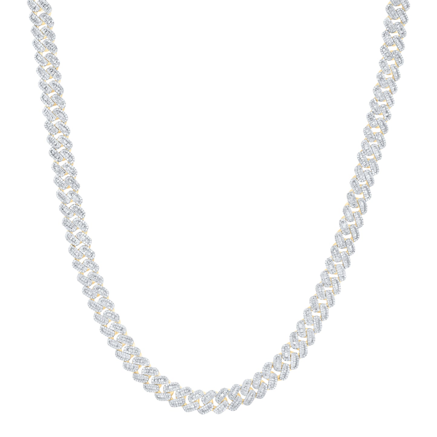 10K Yellow Gold 11 3/4Ctw Natural Diamond Cuban Mens Chain (22 Inch)