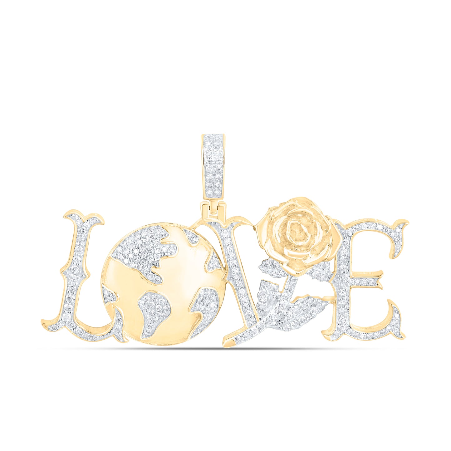 10K Yellow Gold 1/2Ctw Natural Diamond Love Mens Charm