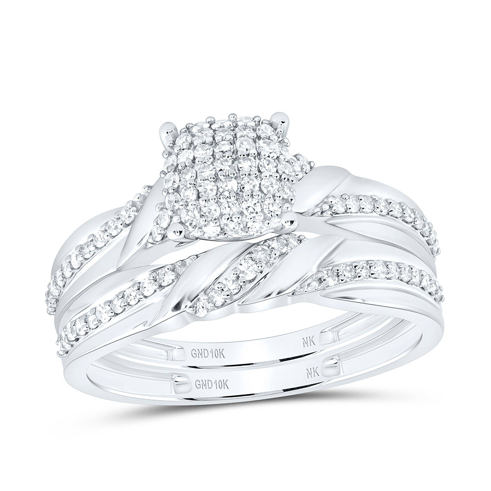 10K Yellow Gold 1/3Ctw Natural Diamond Fashion Cushion Bridal Set