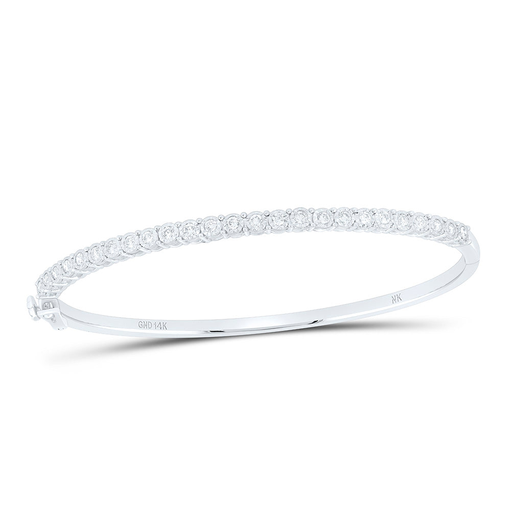 14K Yellow Or White Gold 5/8Ctw Natural Diamond Fashion Tennis Bangle (60X48Mm)